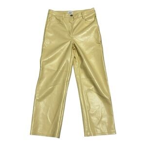 Wilfred Faux Leather Yellow Pants Size 4 High Rise Straight Leg Vegan Leather